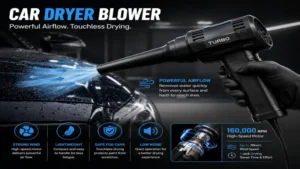 car dryer blower with powerful airflow nozzle for fast and safe touchless car drying