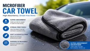 High-absorbency microfiber car towel for streak-free car drying