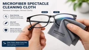 microfiber spectacle cleaning cloth removing smudges from eyeglass lenses