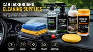 car dashboard cleaning supplies with car interior cleaning materials for interior detailing