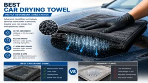 best car drying towel with high absorbency removing water quickly from car paint