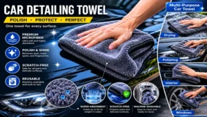 Soft car towel for polishing and detailing vehicle surfaces