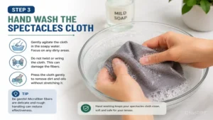 how to clean spectacles cloth with careful hand washing to protect delicate microfiber fibers