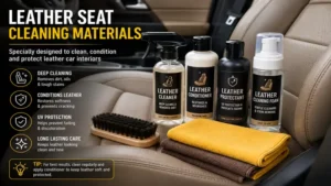 leather seat cleaning materials included in car interior cleaning materials for leather protection