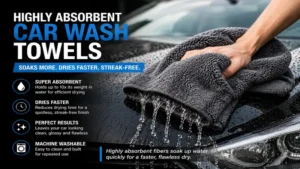 absorbent car wash towels soaking up water quickly for streak-free car drying
