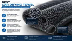 best car drying towel close-up showing plush microfiber texture for detailing