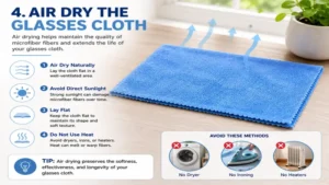 how to clean glasses cloth by air drying naturally and avoiding direct heat