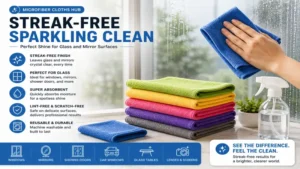 Microfiber Cloths Hub with streak-free cloths for mirrors, windows, and glass surface cleaning