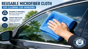 reusable microfiber cloth for cleaning car windows with crystal clear finish