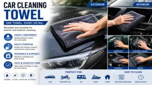 Reusable car cleaning towel for interior and exterior detailing