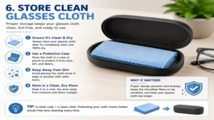 how to clean glasses cloth and store it in a clean protective case