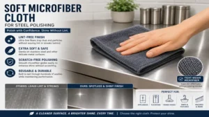 Soft microfiber cloth for cleaning stainless steel countertops with lint-free and spotless results