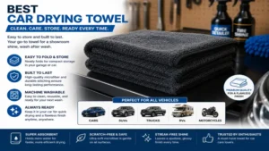 best car drying towel neatly folded and ready for car detailing use