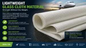 Lightweight glass cloth material for aerospace, automotive, and construction applications