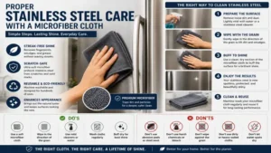 Proper microfiber cloth for cleaning stainless steel with step-by-step care and maintenance guide