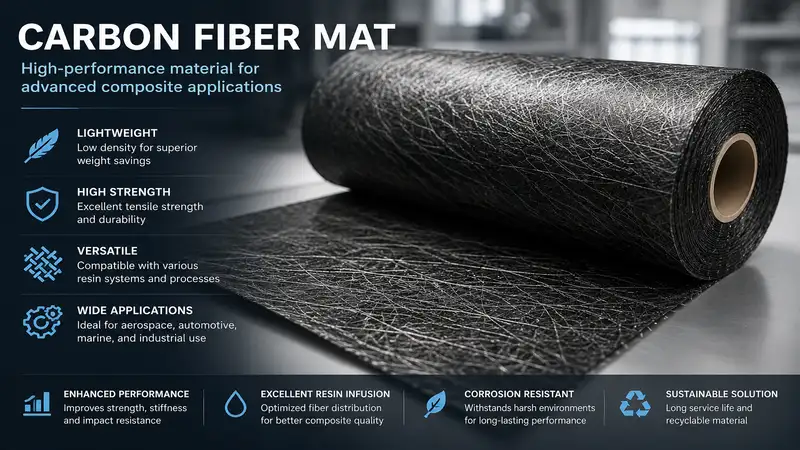 High-quality carbon fiber mat used in advanced composite manufacturing for lightweight and durable industrial applications.