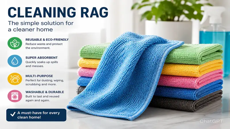 Reusable cleaning rag for everyday home cleaning and wiping surfaces efficiently