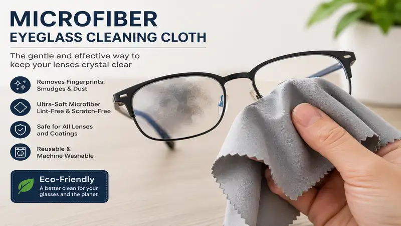 microfiber eyeglass cleaning cloth removing fingerprints and smudges from prescription glasses