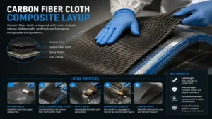 carbon fiber cloth layered in a composite layup process for advanced structural components