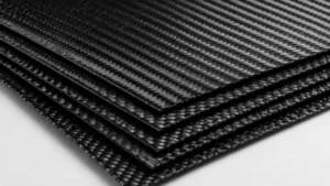 Multiple layers of carbon fibre cloth stacked together to increase strength and durability in composite construction