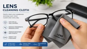 Cleaning prescription eyeglasses with a high-quality lens cleaning cloth