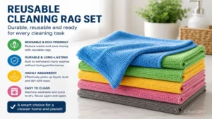 Reusable cleaning rag set prepared for daily household cleaning tasks