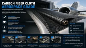 Aerospace-grade carbon fiber cloth used in aircraft component manufacturing and repair