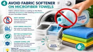 Avoiding fabric softener to protect towel fibers when learning how to clean microfiber towels