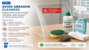 Avoiding abrasive cleaners when following best practices for how to clean perspex