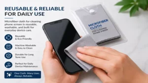 Reusable microfiber cloth for cleaning phone screen suitable for daily device maintenance