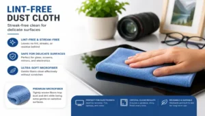 Lint-free dust cloth suitable for delicate surface cleaning