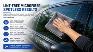 microfiber towels for cleaning car windows and removing dust without leaving lint or residue