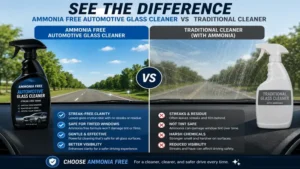 Ammonia free automotive glass cleaner compared with traditional cleaners on automotive glass surfaces