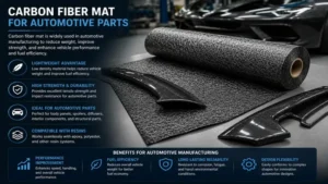 Carbon fiber mat used in automotive parts production to reduce weight and enhance strength.