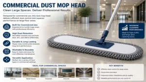 Commercial dust mop head used for cleaning large office and retail floor areas