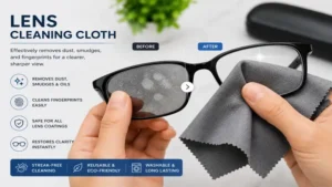Effective lens cleaning cloth removing dust, smudges, and fingerprints from lenses
