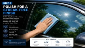 Polishing automotive glass to achieve a crystal-clear shine using the best way to clean auto windows