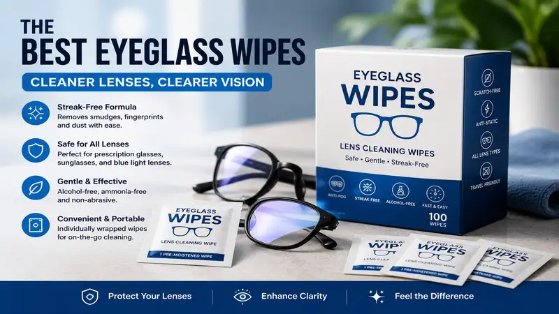 Best eyeglass wipes for safely removing fingerprints, dust, and smudges from eyeglass lenses without streaks.