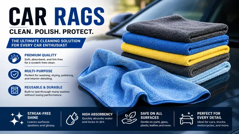car rags for cleaning, polishing, and detailing vehicle interiors and exteriors with a lint-free finish