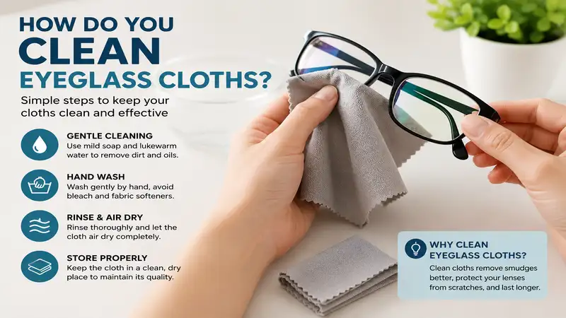 How do you clean eyeglass cloths with simple steps to remove dirt, oil, and smudges safely