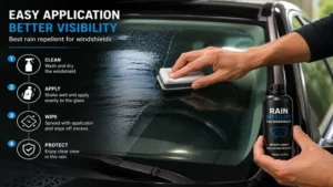 best rain repellent for windshields being applied evenly to automotive glass