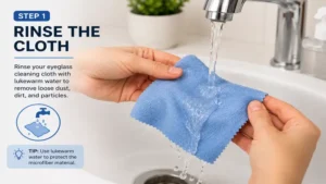 How to clean eyeglass cleaning cloth by rinsing it with lukewarm water before washing
