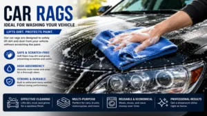 car rags used to wash a vehicle safely while lifting dirt and dust from the surface
