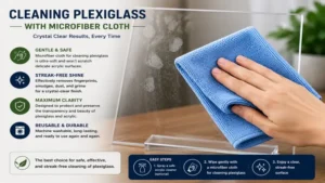 microfiber cloth for cleaning plexiglass gently wiping a transparent acrylic sheet for crystal-clear results