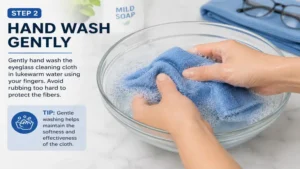 How to clean eyeglass cleaning cloth using gentle hand washing with mild soap
