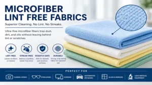 Microfiber lint free fabrics providing streak-free and lint-free cleaning results