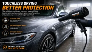 Vehicle dryer blower providing scratch-free touchless drying for vehicle paint