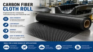Industrial carbon fiber cloth roll used in composite part production
