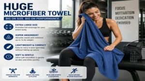Huge microfiber towel for gym workouts with lightweight and compact design