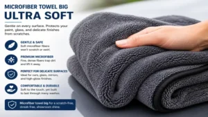 Soft microfiber towel big with a gentle fabric suitable for delicate surfaces